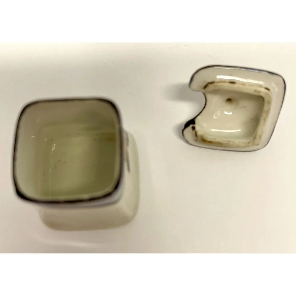 Mini Vintage Noritake Japan Luster Condiment Set Salt Pepper Mustard on Tray